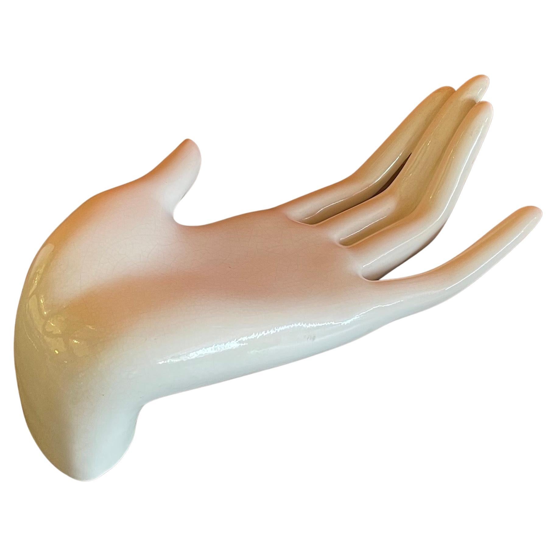 Extra Large Vintage Ceramic Resting Hand Sculpture For Sale