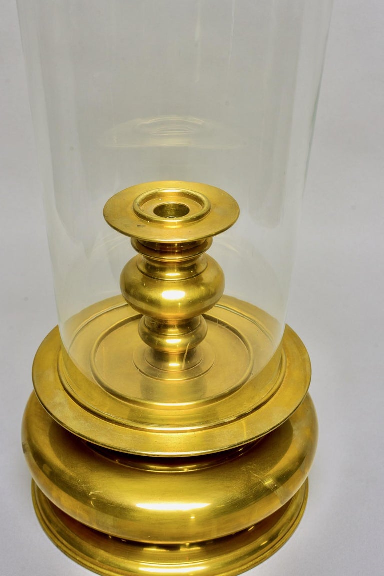 Extra Large Vintage Chapman Brass Hurricane Style Candleholder at 1stDibs