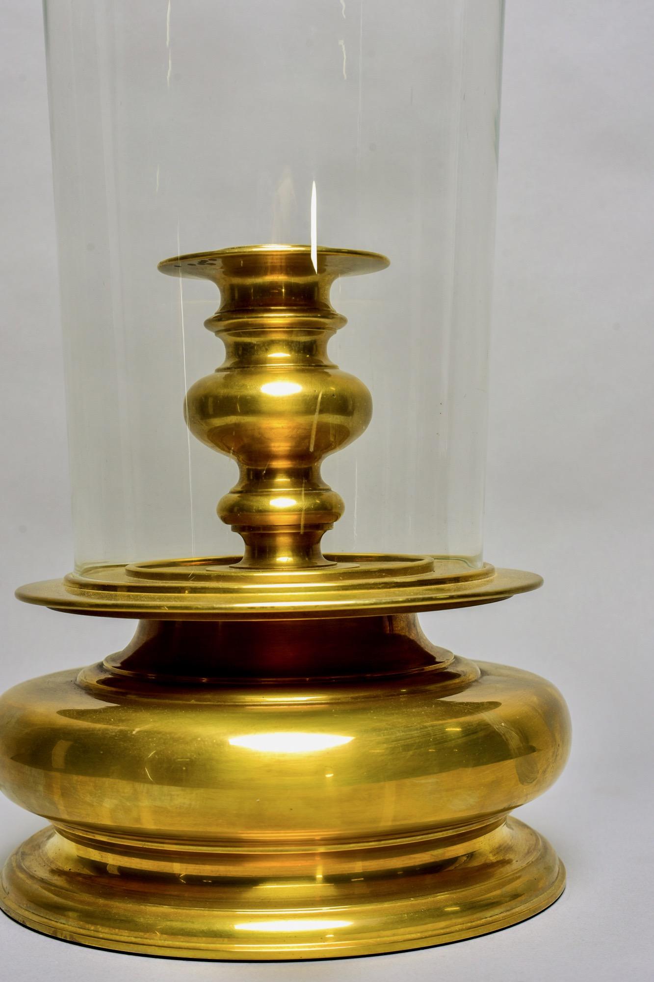 American Extra Large Vintage Chapman Brass Hurricane Style Candleholder