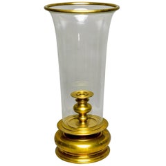 Extra Large Vintage Chapman Brass Hurricane Style Candleholder