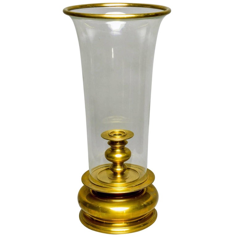 Extra Large Vintage Chapman Brass Hurricane Style Candleholder at 1stDibs