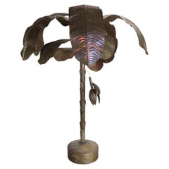 Extra Large Vintage Coastal French Maison Jansen Copper Banana Palm Tree