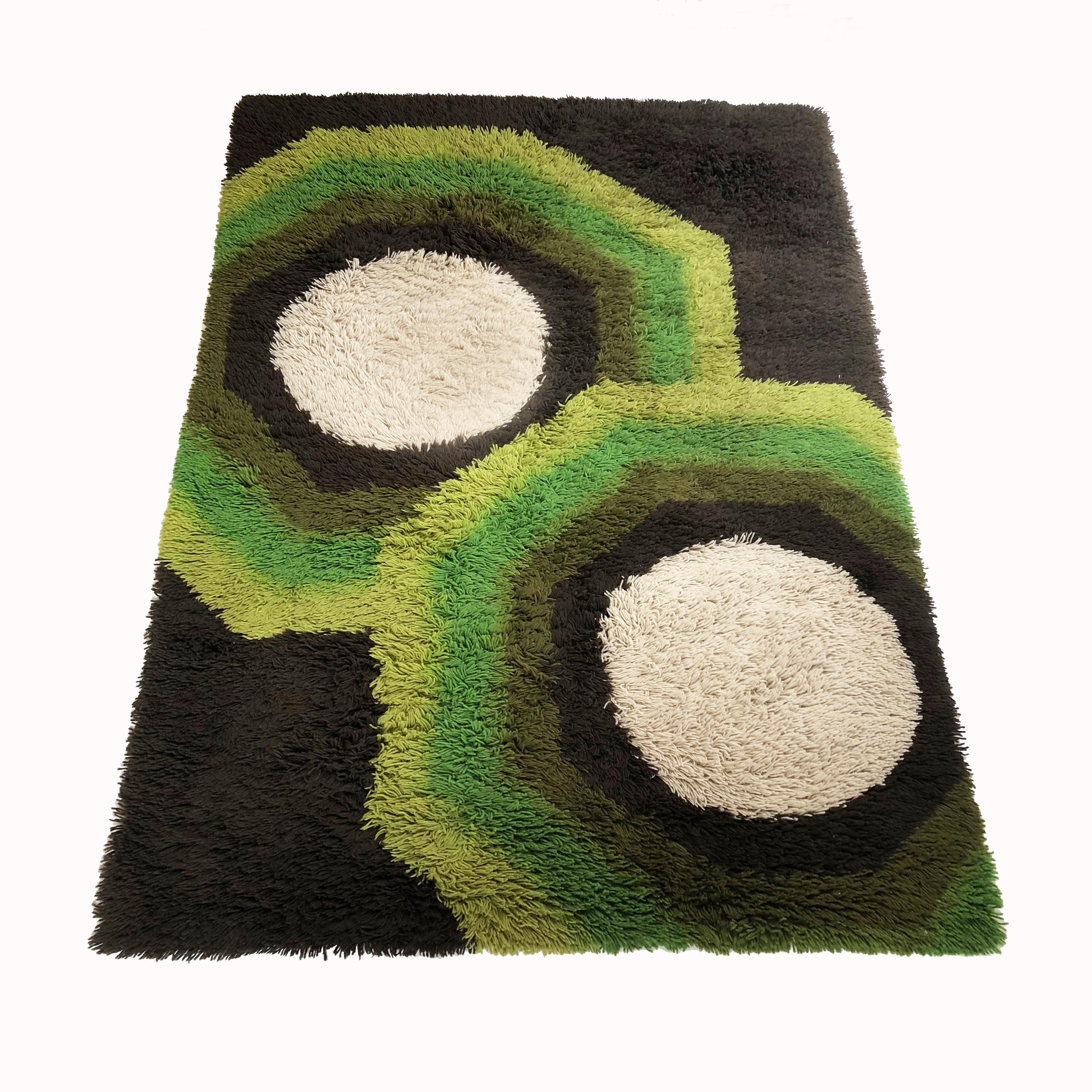 Mid-Century Modern Extra Large Vintage Colorful Cubic High Pile Rug by Desso, Netherlands, 1970