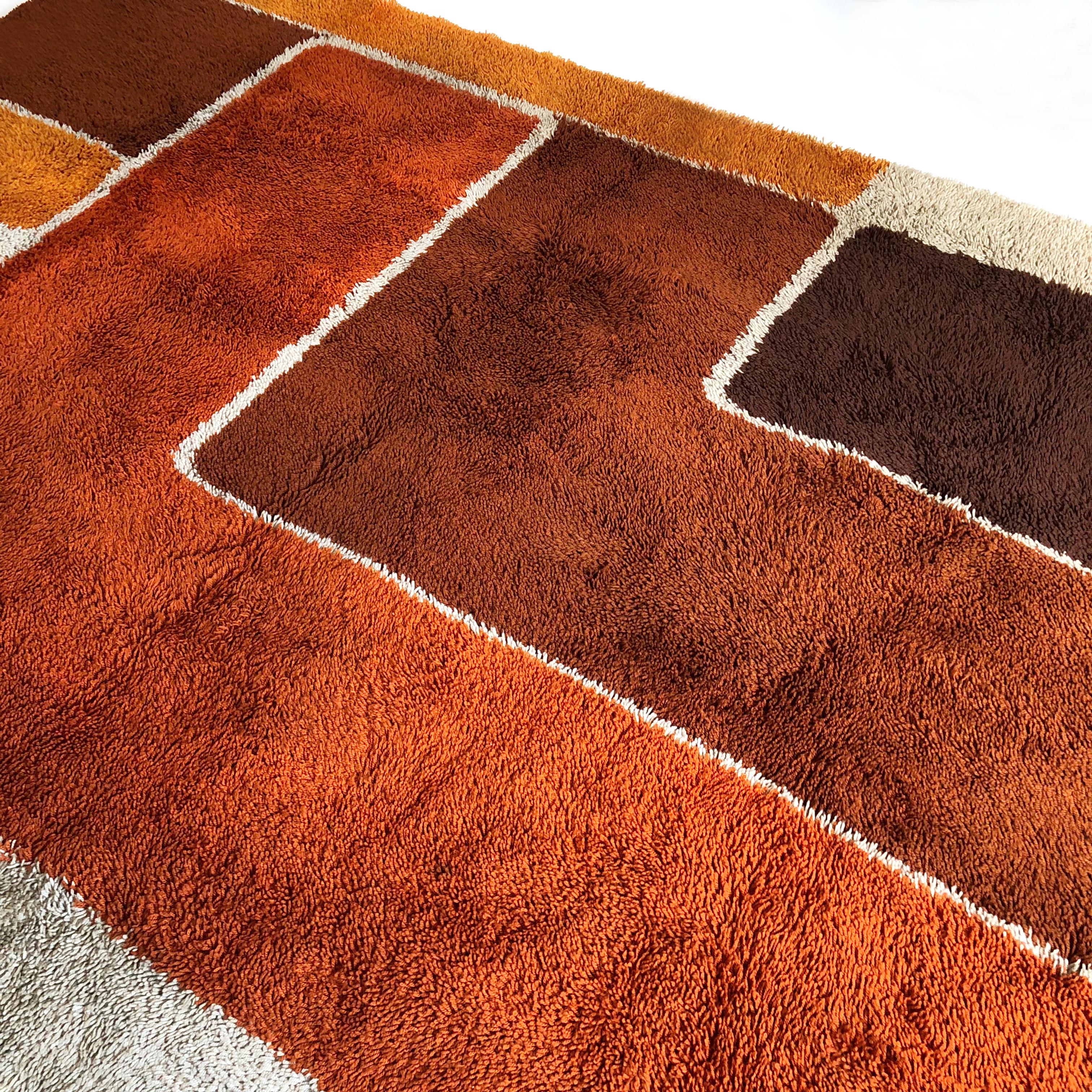 20th Century Extra Large Vintage Colorful Cubic High Pile Rug by Desso, Netherlands, 1970