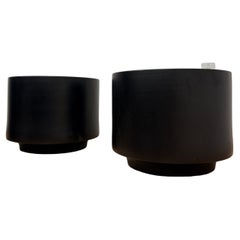 Extra Large Vintage Gainey Planters Satin Black Glaze