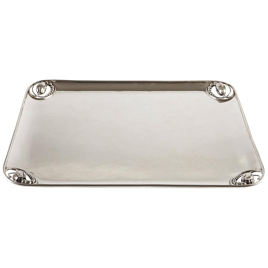 Extra Large Vintage Georg Jensen Blossom Tray 2D For Sale