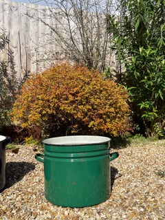 Extra large jardinière industrielle vintage vert émeraude émaillée