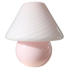 Extra Large Vintage Italian Murano Baby Pink Swirl Mushroom Lamp
