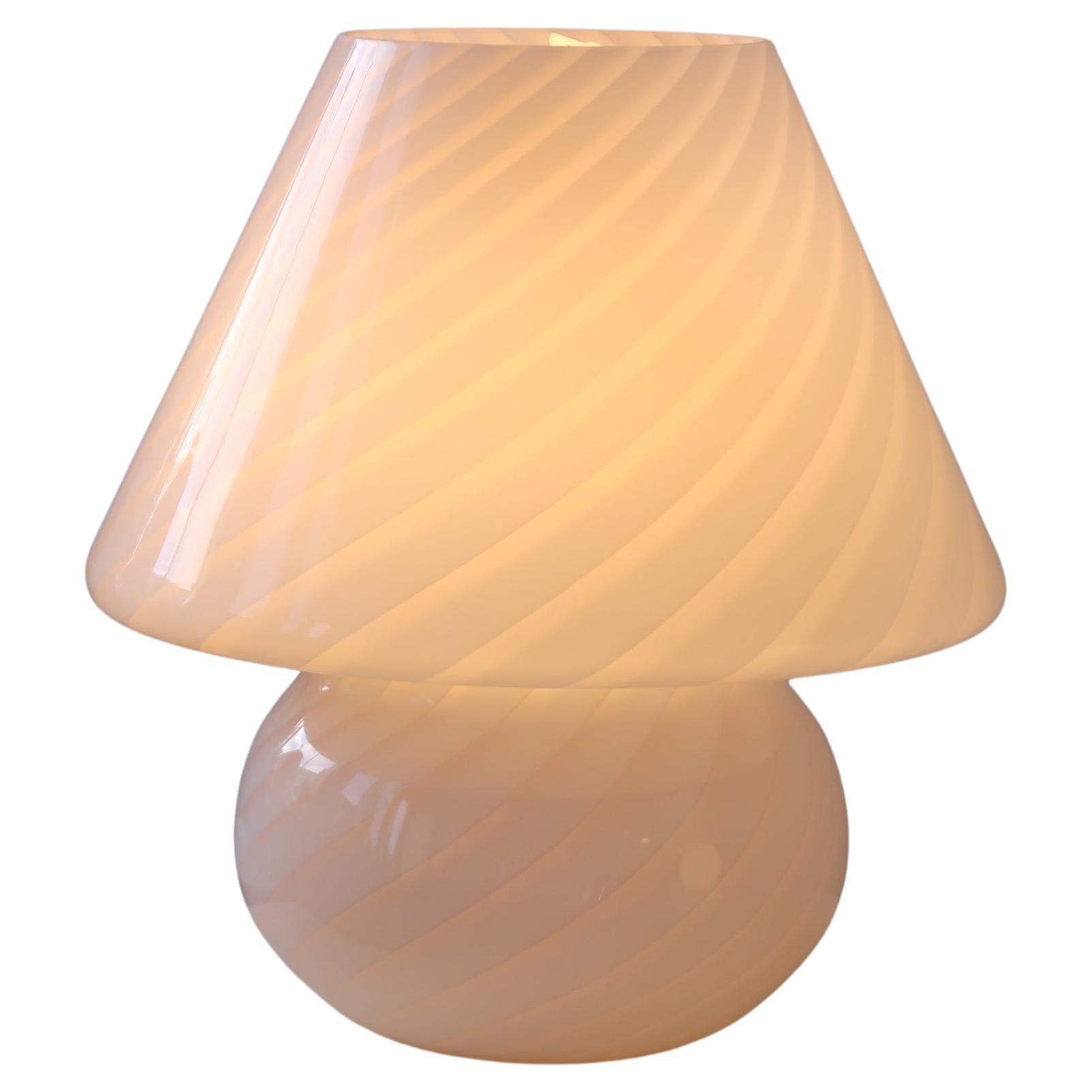 Extra große italienische Murano-Lampe mit weichem rosa Wirbel H: 40 cm