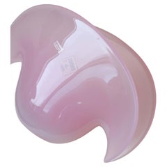Extra Large Vintage Italian Glass Vetri 1970 Pink Opal Shell Glass Bowl Firmato