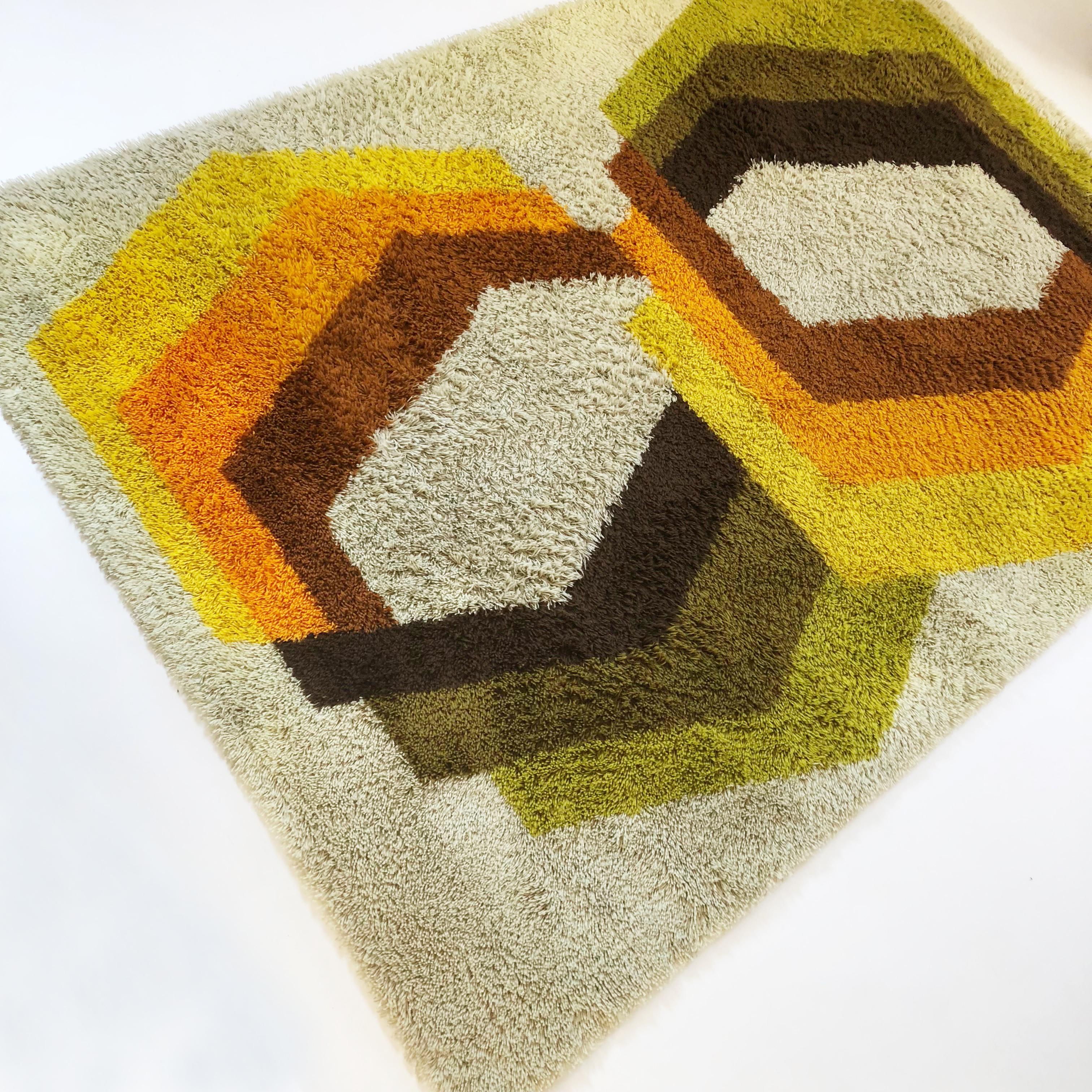 Dutch Extra Large Vintage Multi-Color High Pile Rug by Desso, Netherlands, 1970s