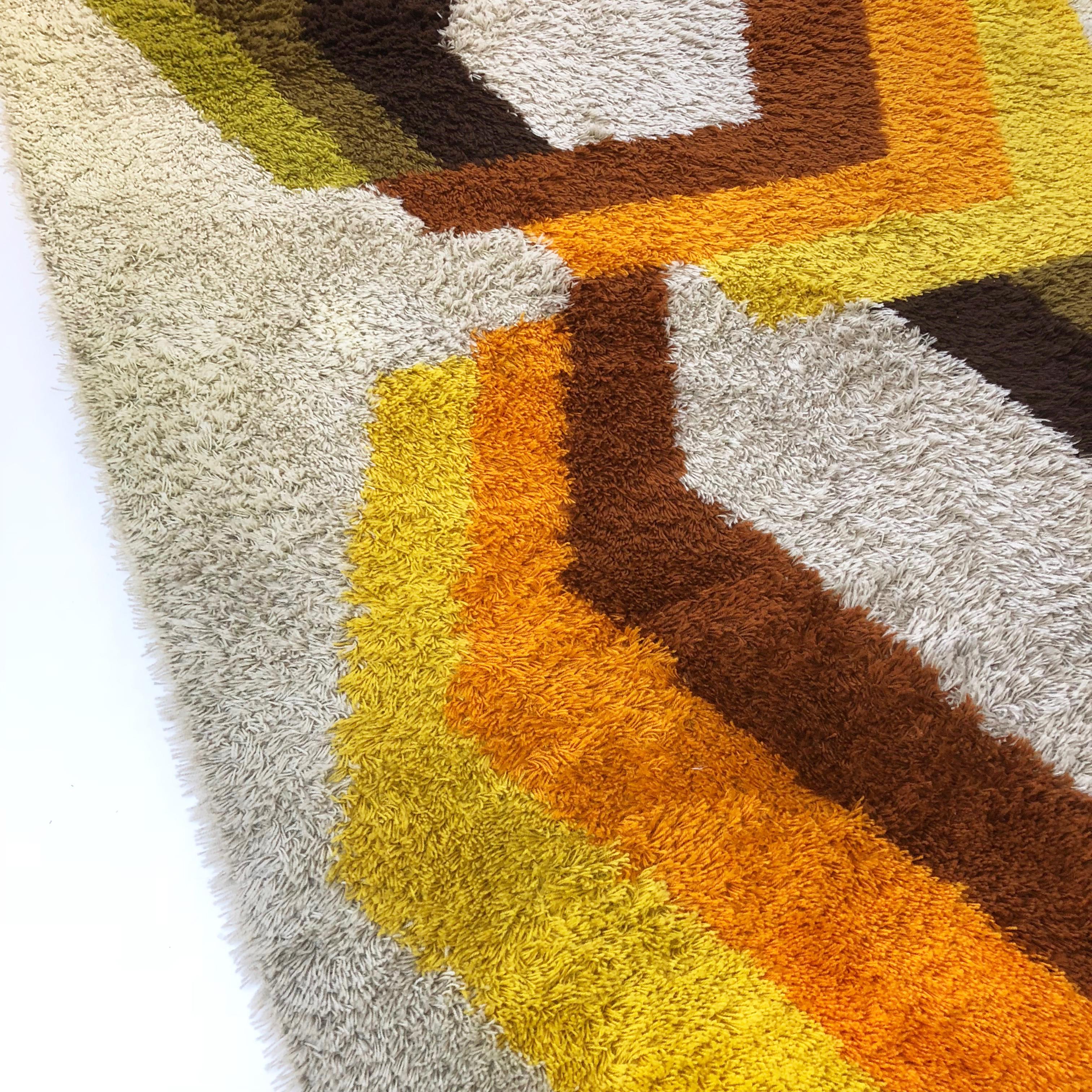 Acrylic Extra Large Vintage Multi-Color High Pile Rug by Desso, Netherlands, 1970s
