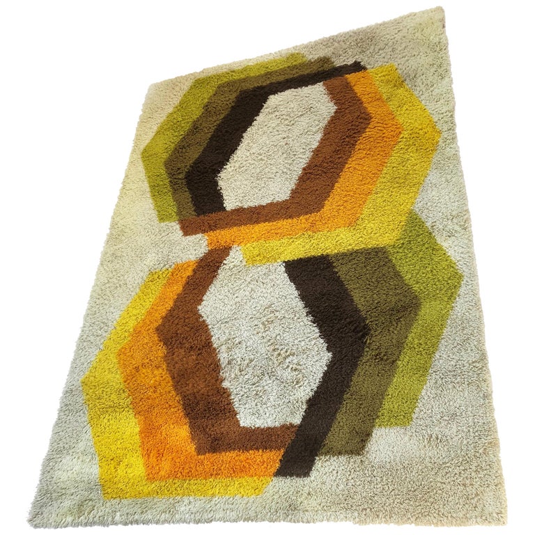 Extra Large Vintage MultiColor High Pile Rug by Desso, Netherlands