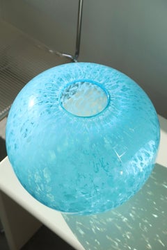 Extra Large Vintage Murano Italian Mouth Blown Blue Speckled Glass Vase