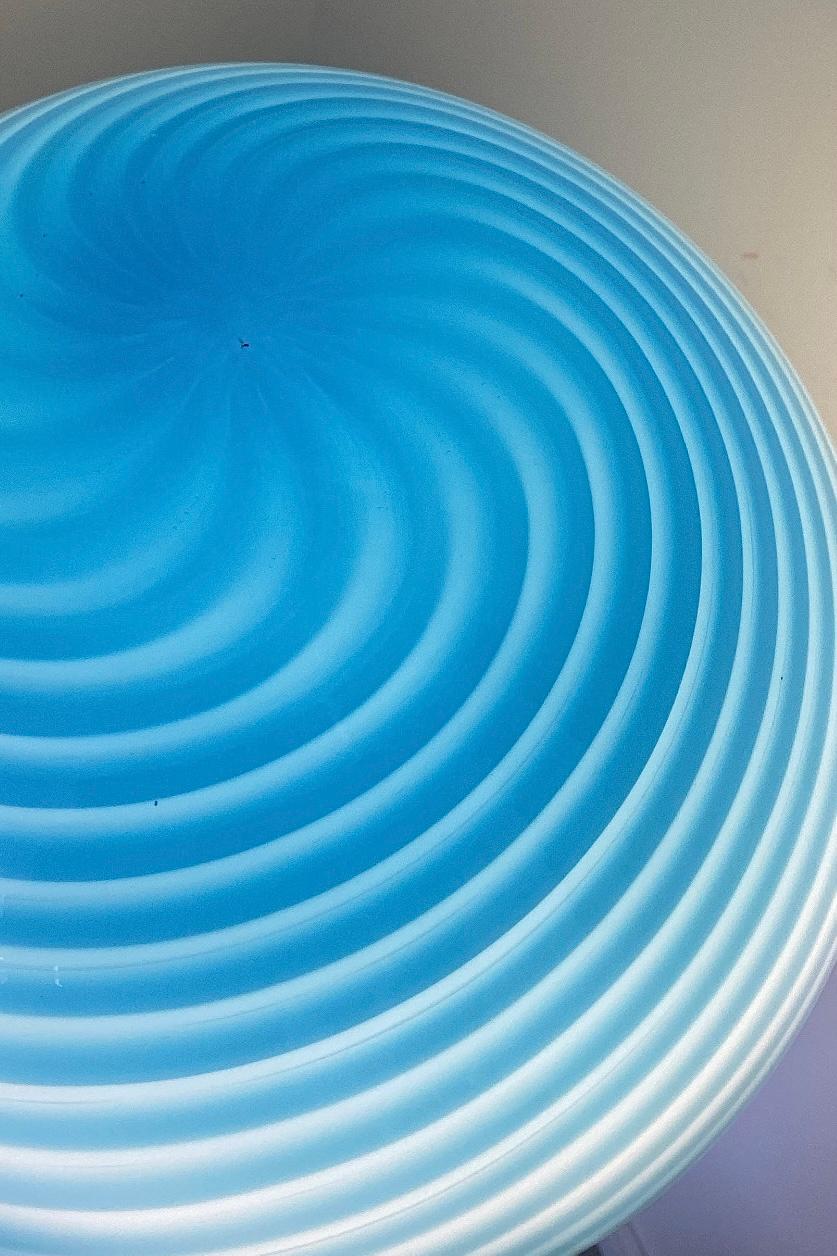 Extra Large Vintage Murano Mushroom Lamp Blue Swirl Glass 1970s Original 3