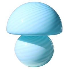 Extra Large Vintage Murano Mushroom Lamp Blue Swirl Glass 1970s Original