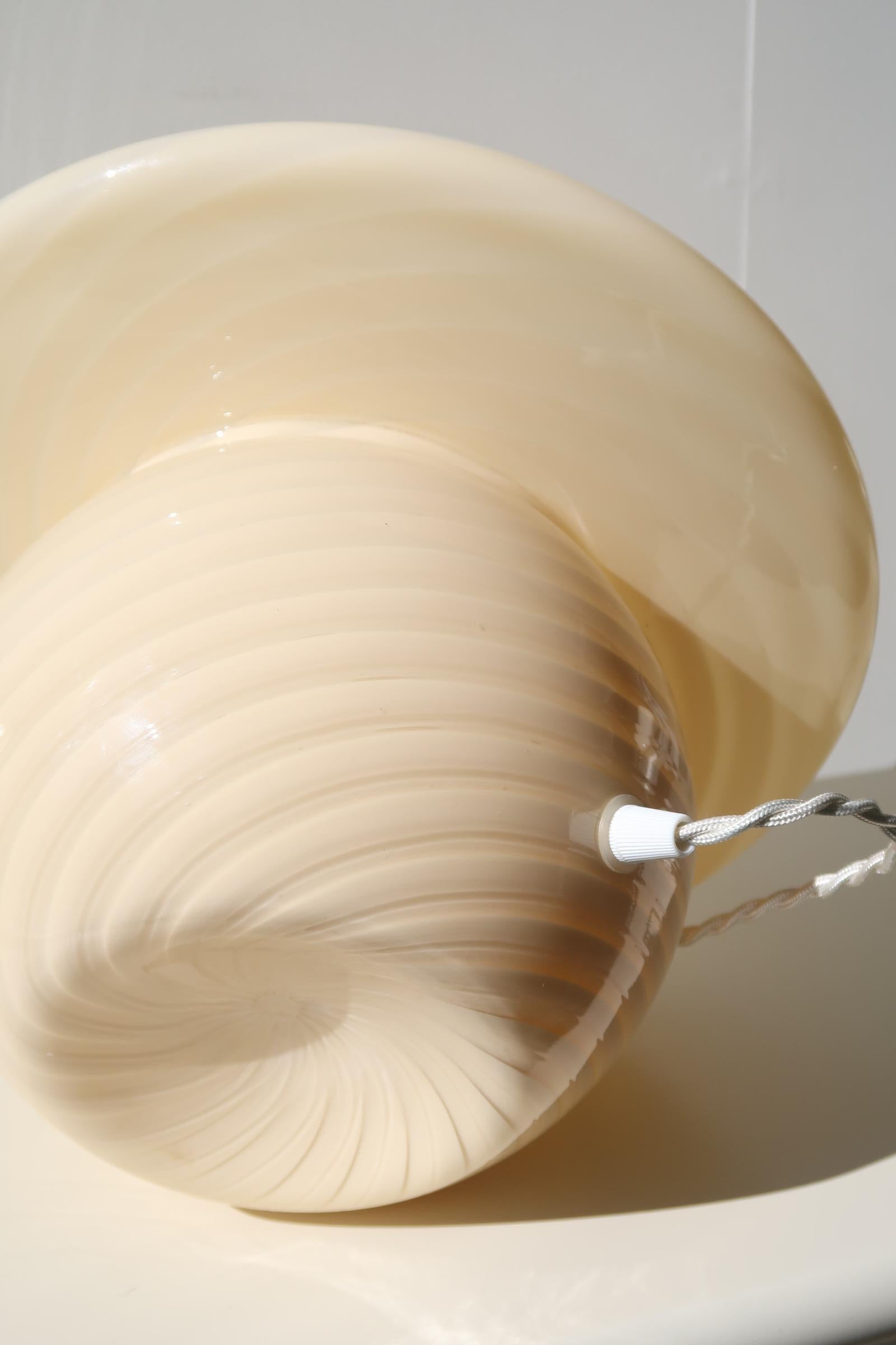 Late 20th Century Extra Large Vintage Murano Mushroom Lamp Yellow Swirl Italian 1970s Mouth Blown