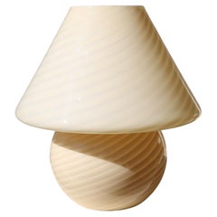 Extra Large Vintage Murano Mushroom Lamp Yellow Swirl Italian 1970s Mouth Blown