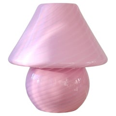 Extra Large Vintage Murano Vetri Rare Pink Swirl Mushroom Lamp