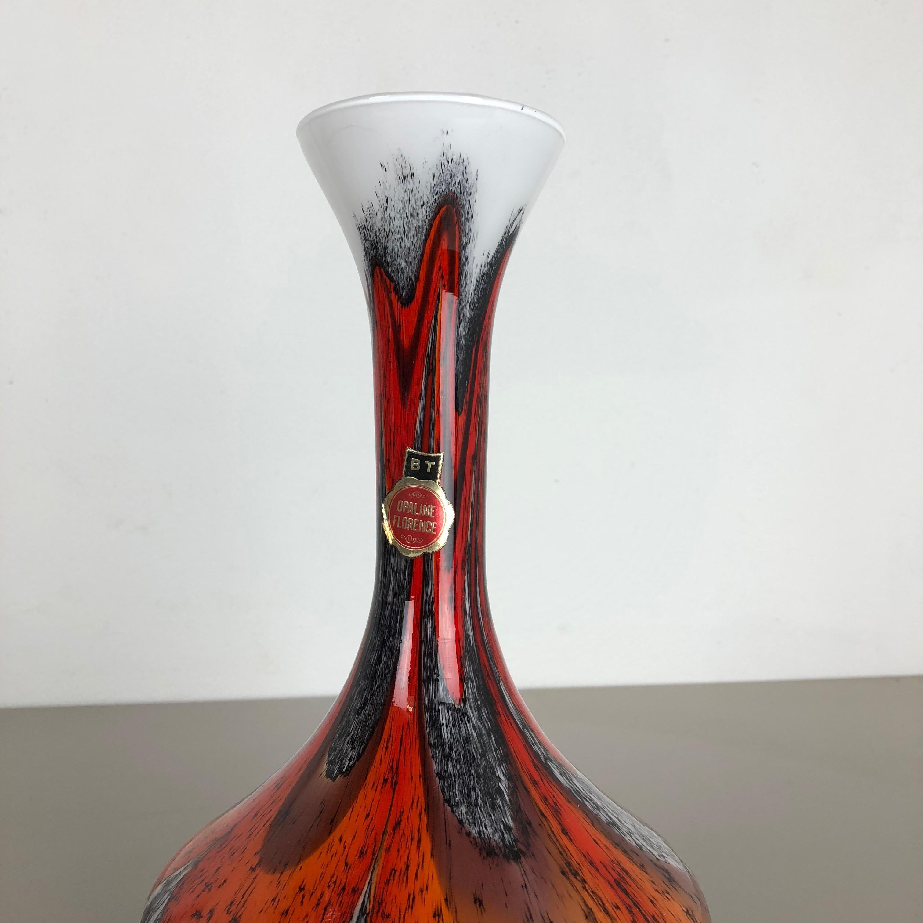Extra Large Vintage Pop Art Opaline Florence Vase Design 1970s, Italy (Glas)
