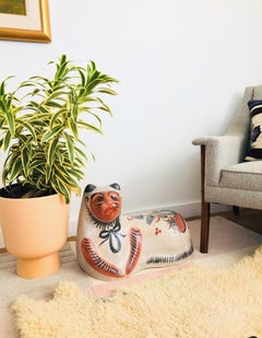 Extra Large Vintage Tonala Pottery Cat Statue