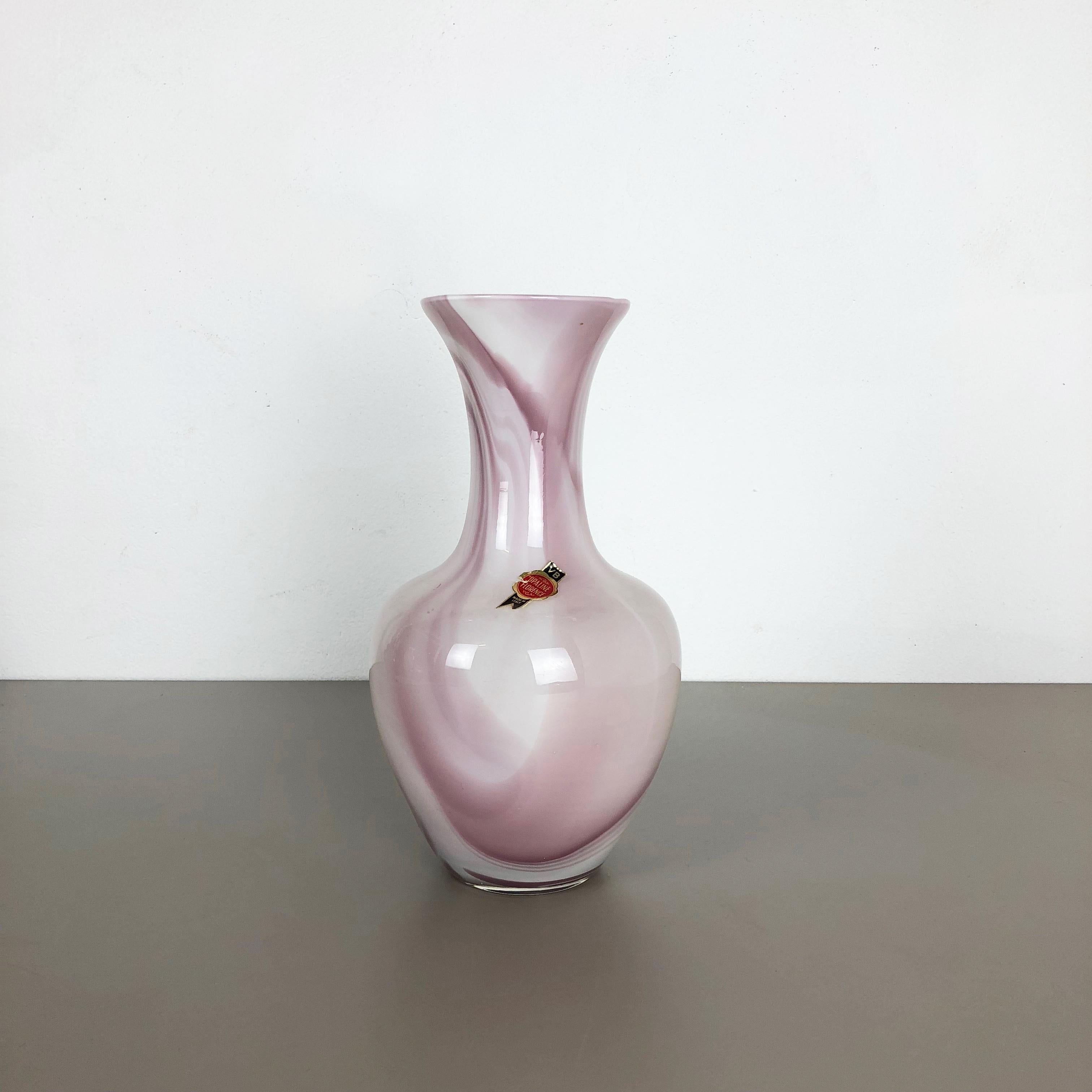 Mid-Century Modern Extra Large Vintage Yellow Opaline Florence Vase Design, 1970s, Italy For Sale