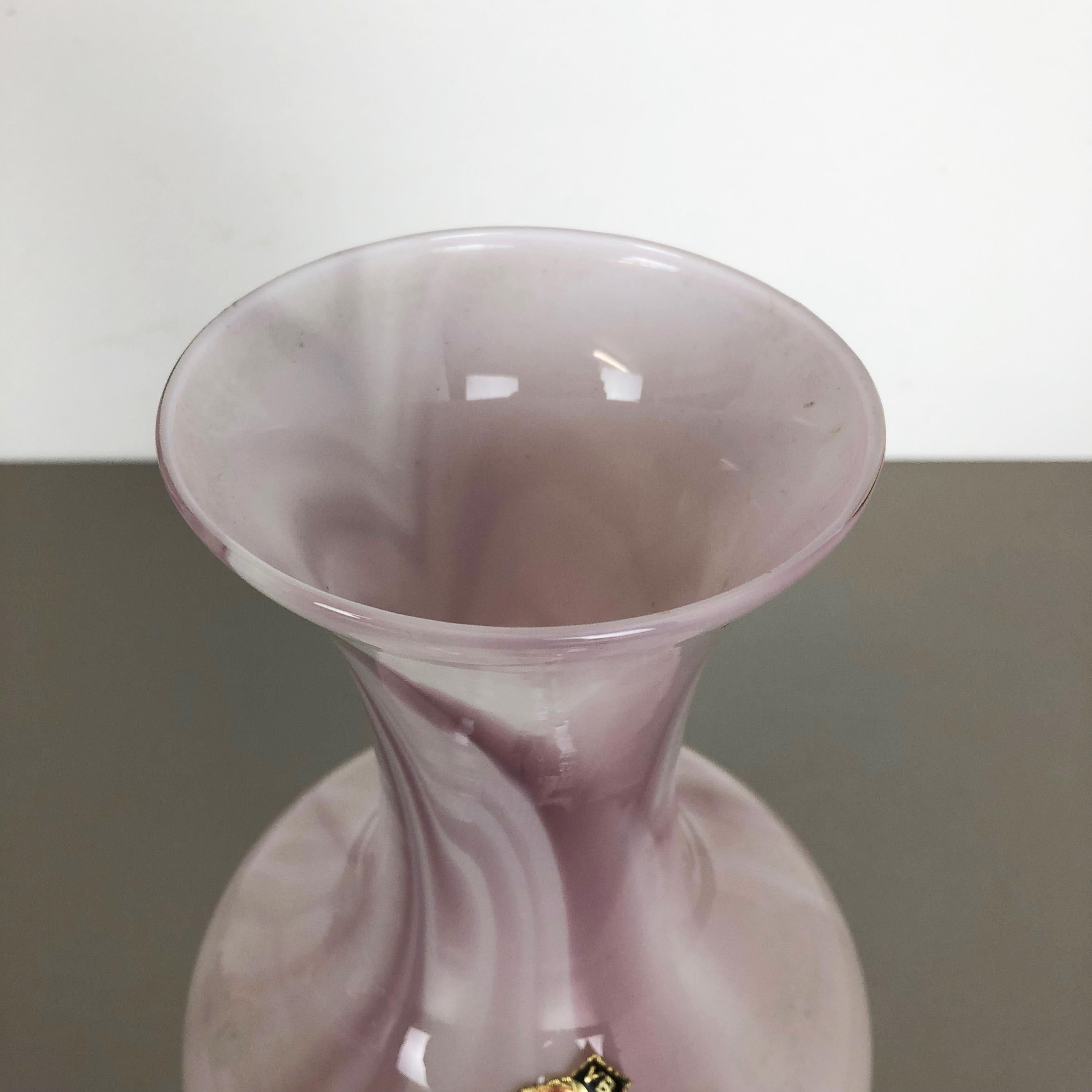 Très grand vase vintage en opaline jaune motif Florence, années 1970, Italie Bon état - En vente à Kirchlengern, DE