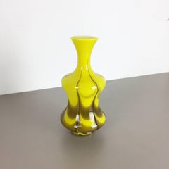 Extra Large Vintage Yellow Opaline Florence Vase Design by Carlo Moretti, Italy