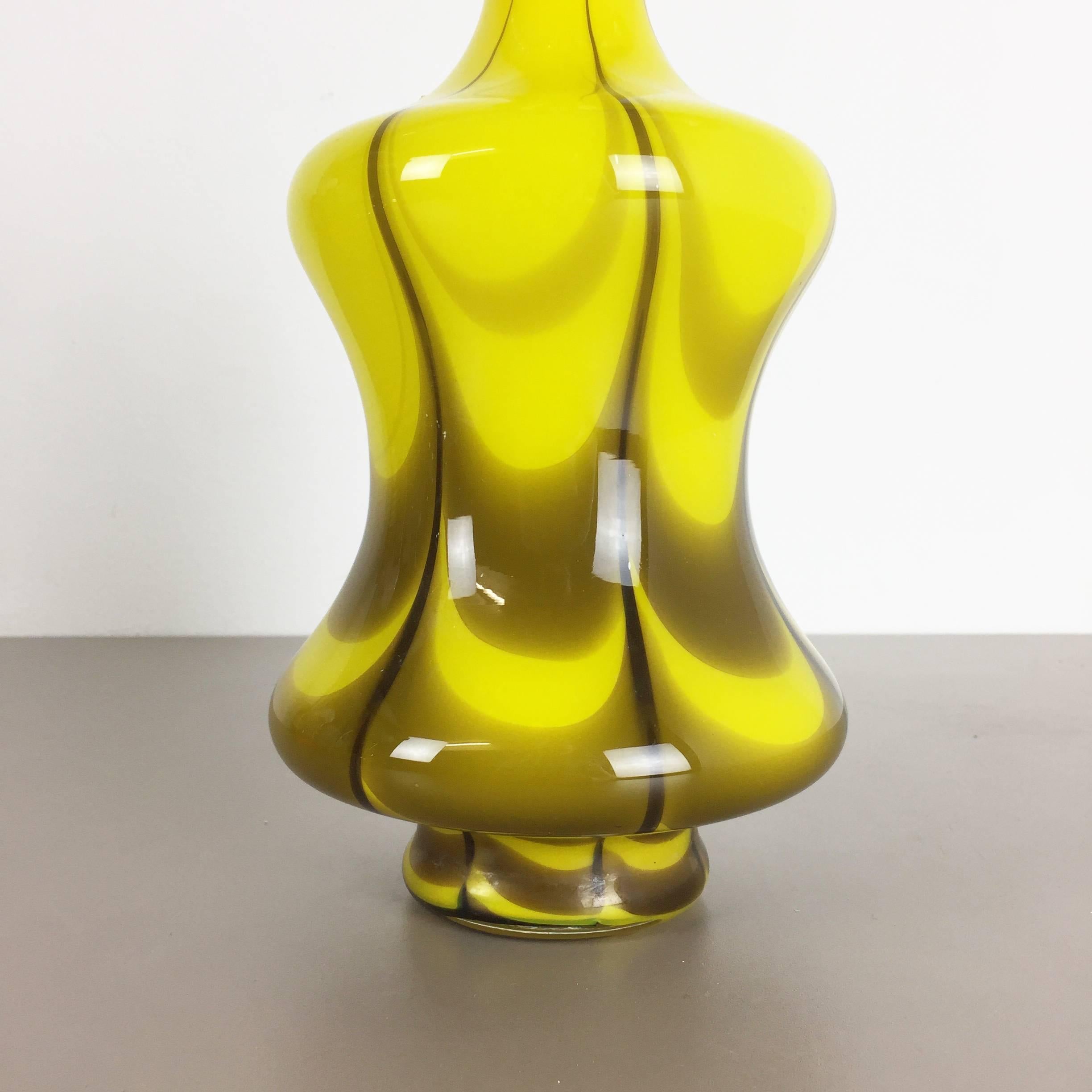 Italian Extra Large Vintage Yellow Opaline Florence Vase Design by Carlo Moretti, Italy