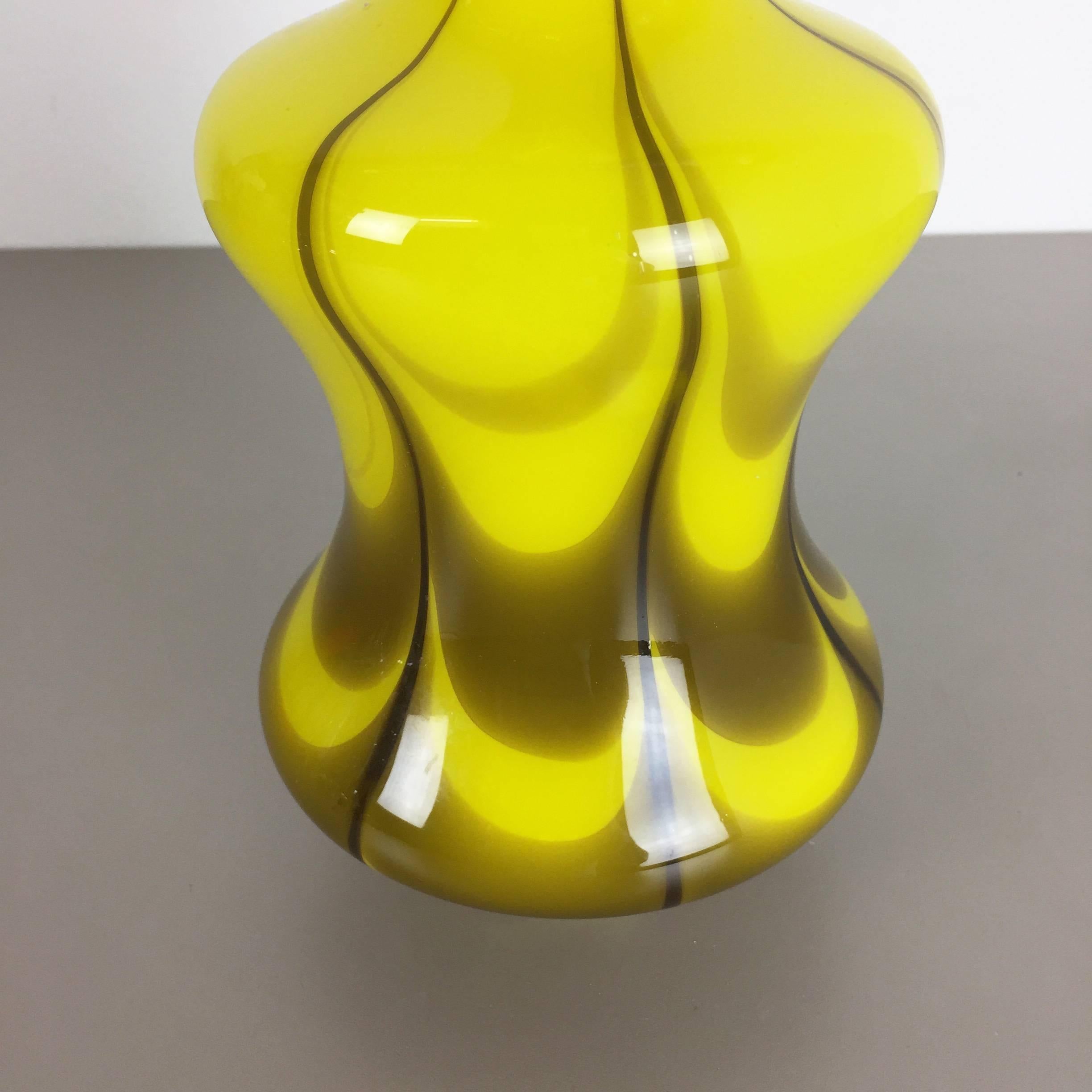 Extra Large Vintage Yellow Opaline Florence Vase Design by Carlo Moretti, Italy 1