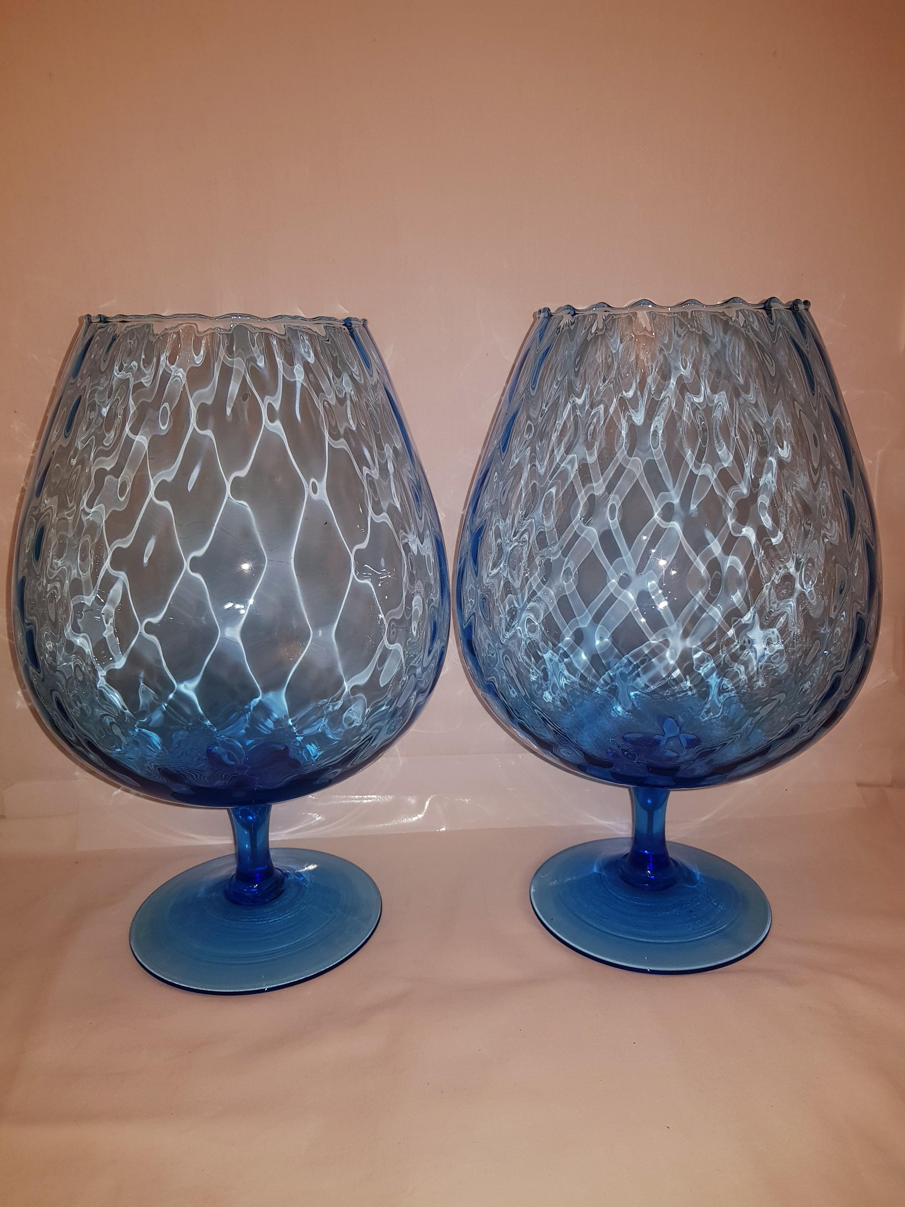 Beautiful vitange Empoli optical glasses, very large, decorative glasses, blue colour, brilliant condition.