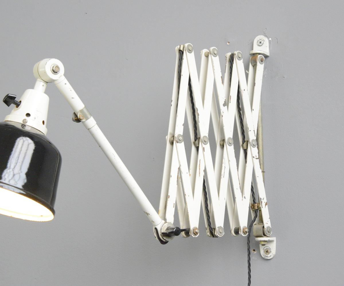 Industrial Extra Large Wall-Mounted Scissor Lamp by Midgard, circa 1940s