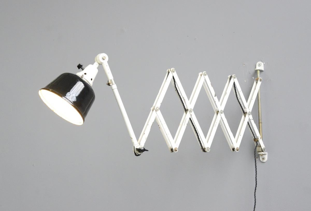 Mid-20th Century Extra Large Wall-Mounted Scissor Lamp by Midgard, circa 1940s