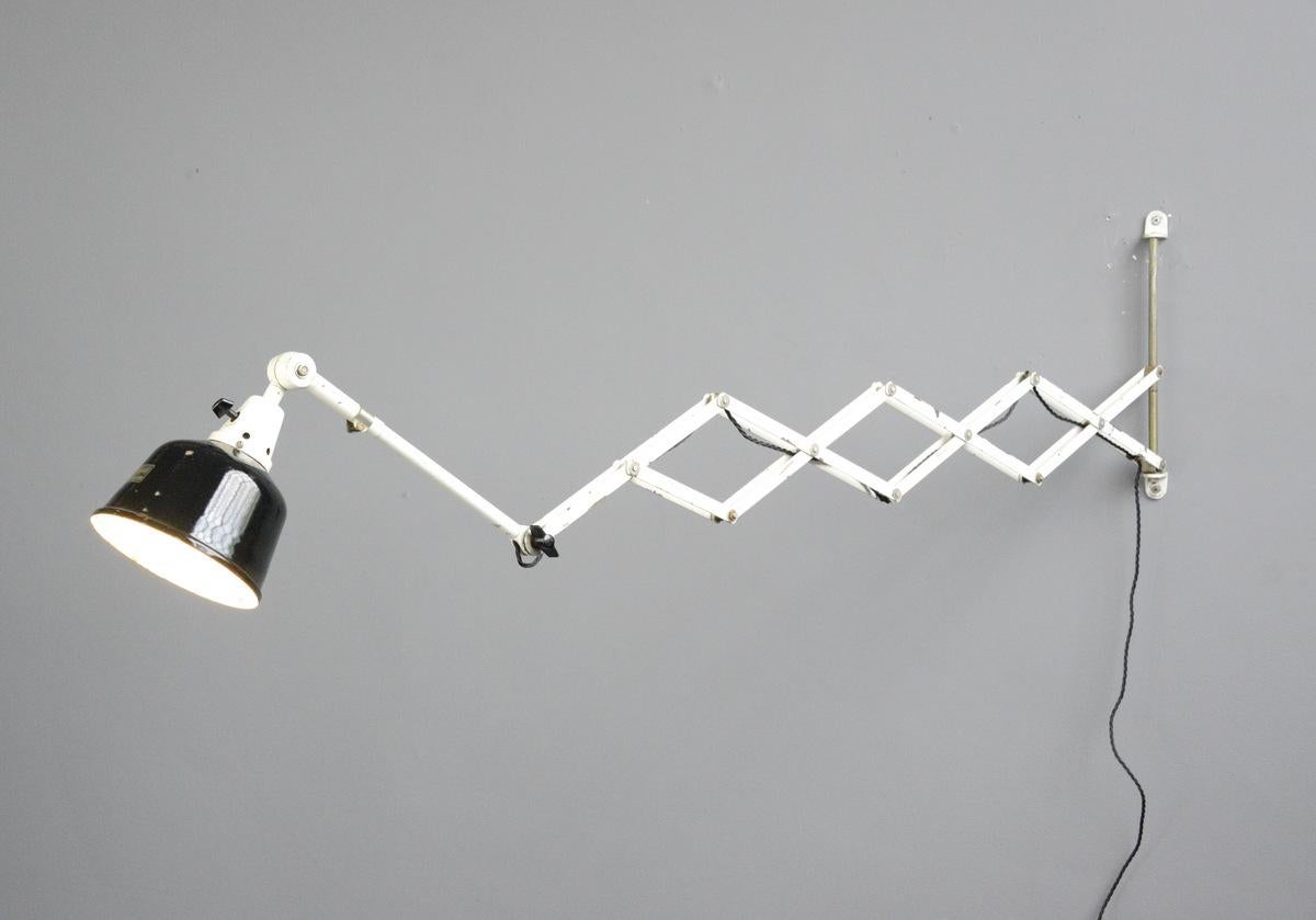 Extra Large Wall-Mounted Scissor Lamp by Midgard, circa 1940s 1