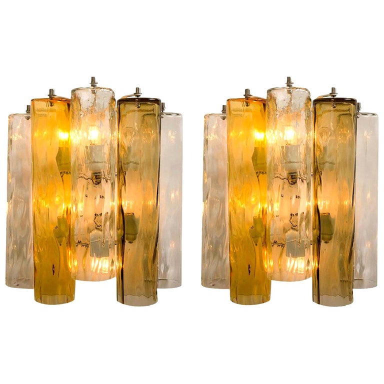 Mid-Century Modern Extra Large Wall Sconces or Wall Lights Murano Glass, Barovier & Toso For Sale