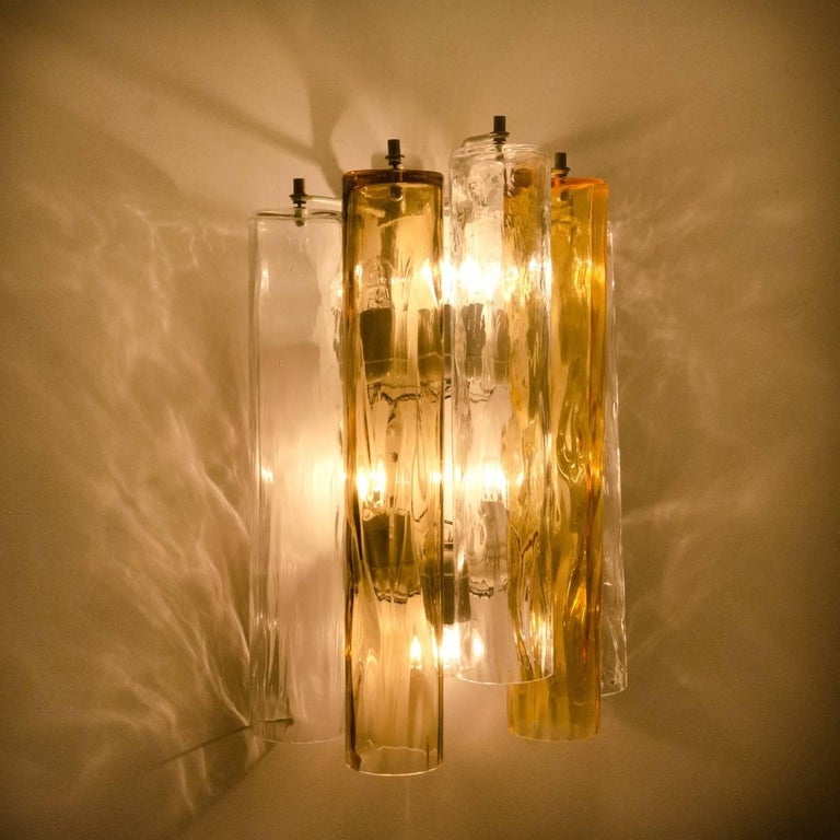 Steel Extra Large Wall Sconces or Wall Lights Murano Glass, Barovier & Toso For Sale