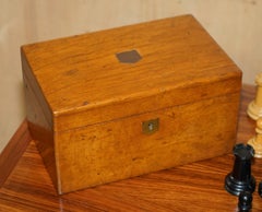 EXTRA LARGE WEiGHTED ANTIQUE VICTORIAN JUMBO STAUNTON CHESS SET ORIGINAL BOX