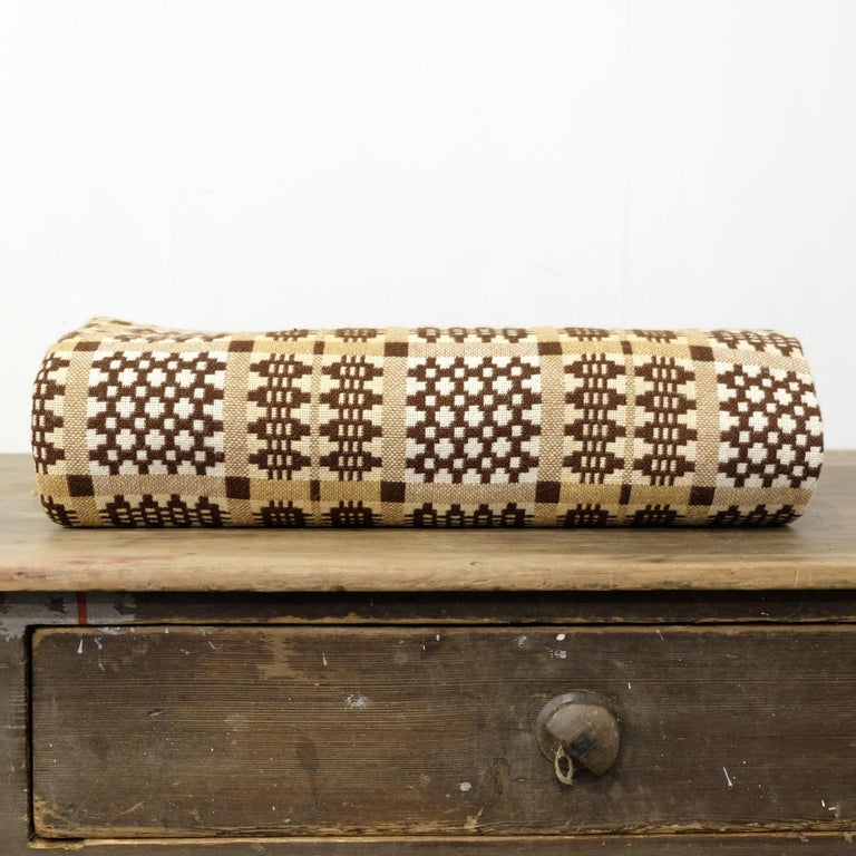 Extra Large Welsh Blanket in Neutral Brown and Cream Wool at 1stDibs
