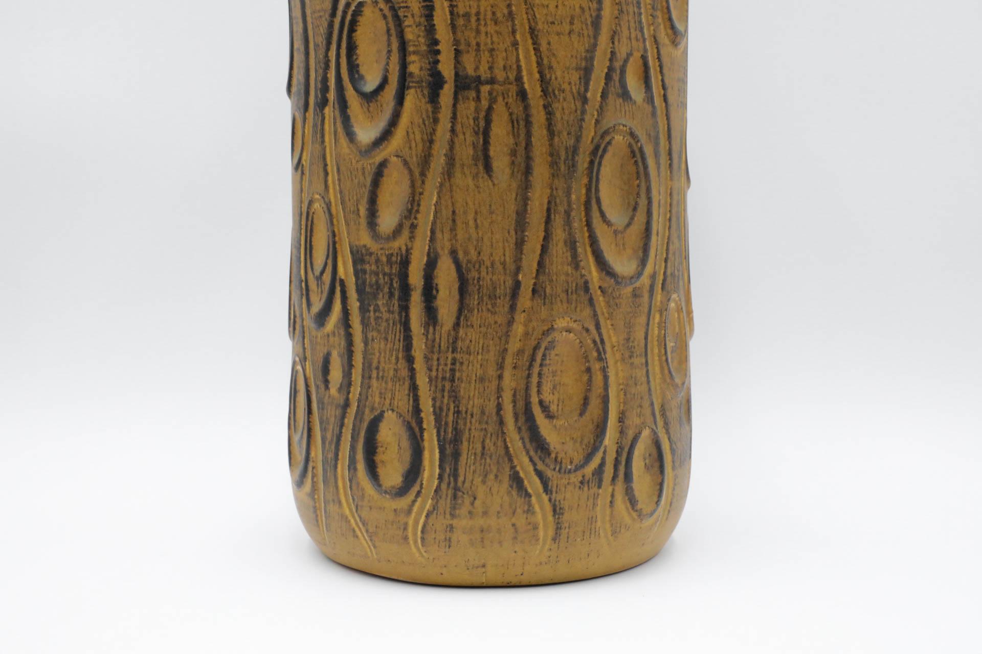 Extra Large West German Ceramic Scheurich Koralle Vase in Yellow Ochre For Sale 5