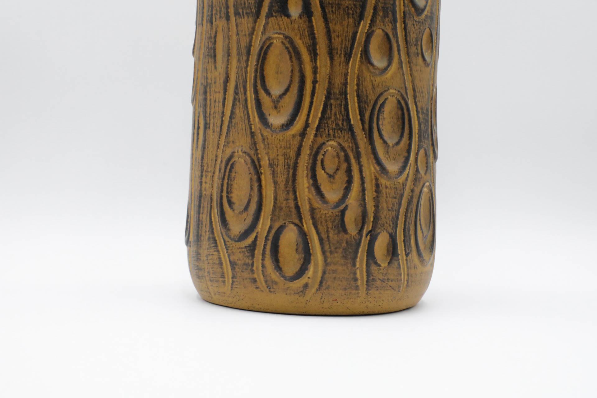 Extra Large West German Ceramic Scheurich Koralle Vase in Yellow Ochre For Sale 8