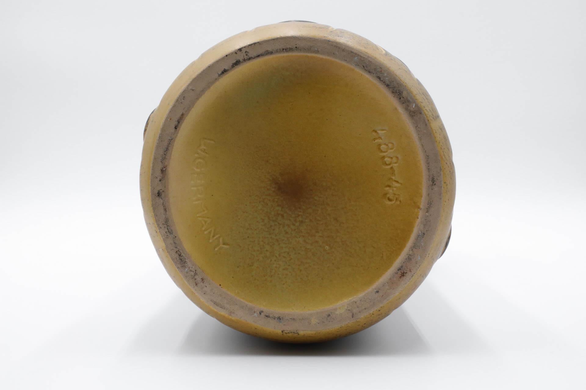 Extra Large West German Ceramic Scheurich Koralle Vase in Yellow Ochre For Sale 10