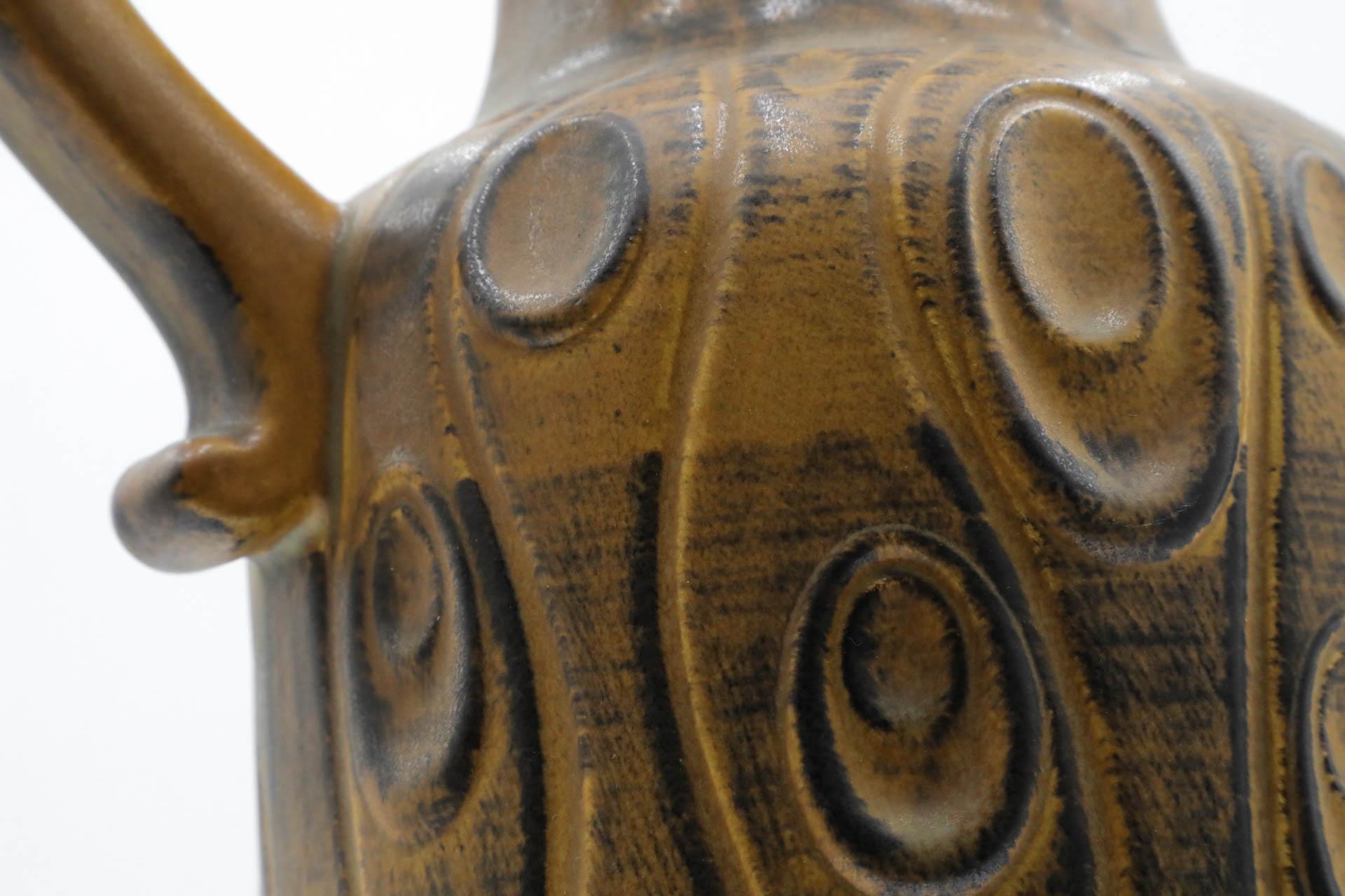 Extra Large West German Ceramic Scheurich Koralle Vase in Yellow Ochre For Sale 11