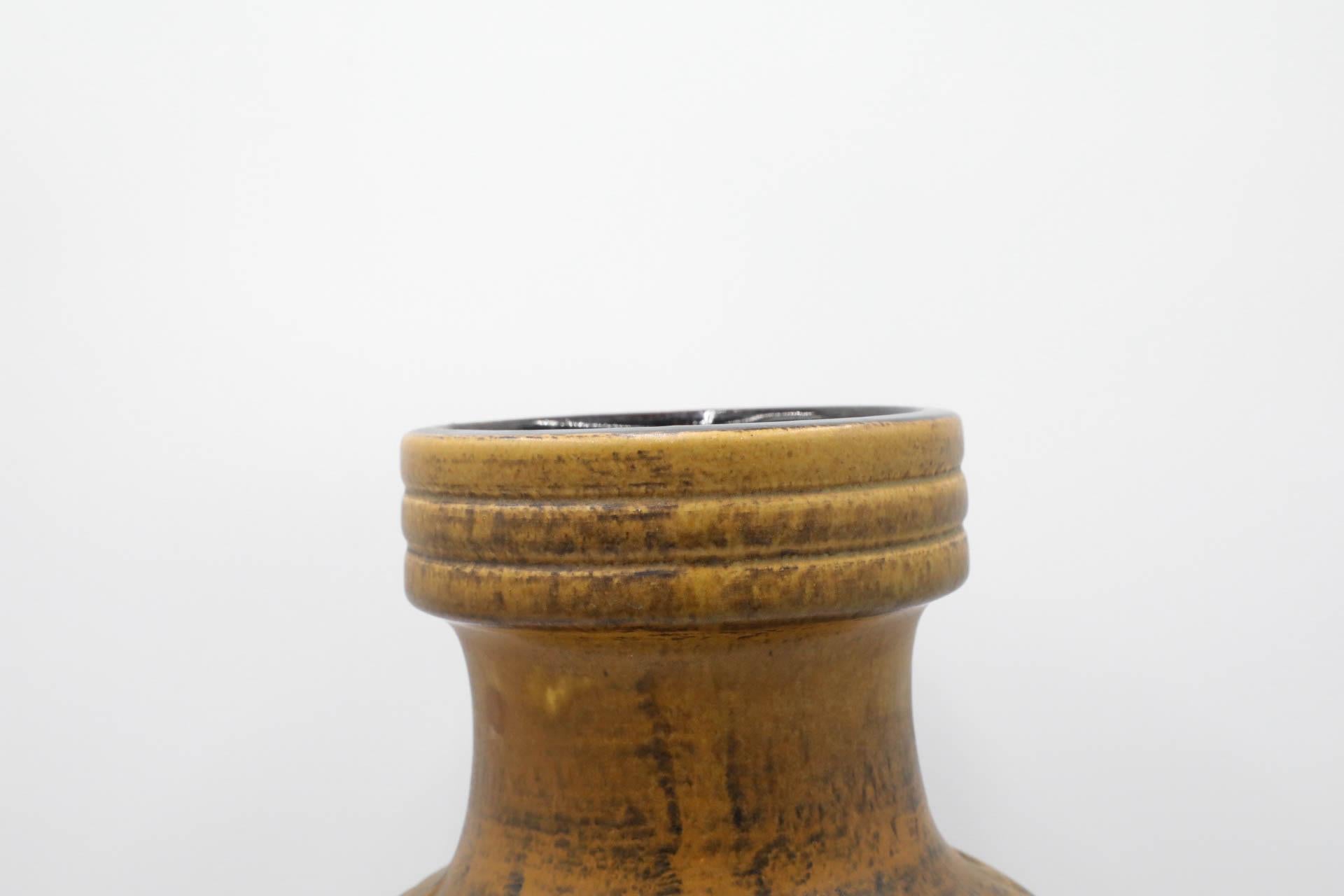 Extra Large West German Ceramic Scheurich Koralle Vase in Yellow Ochre For Sale 3