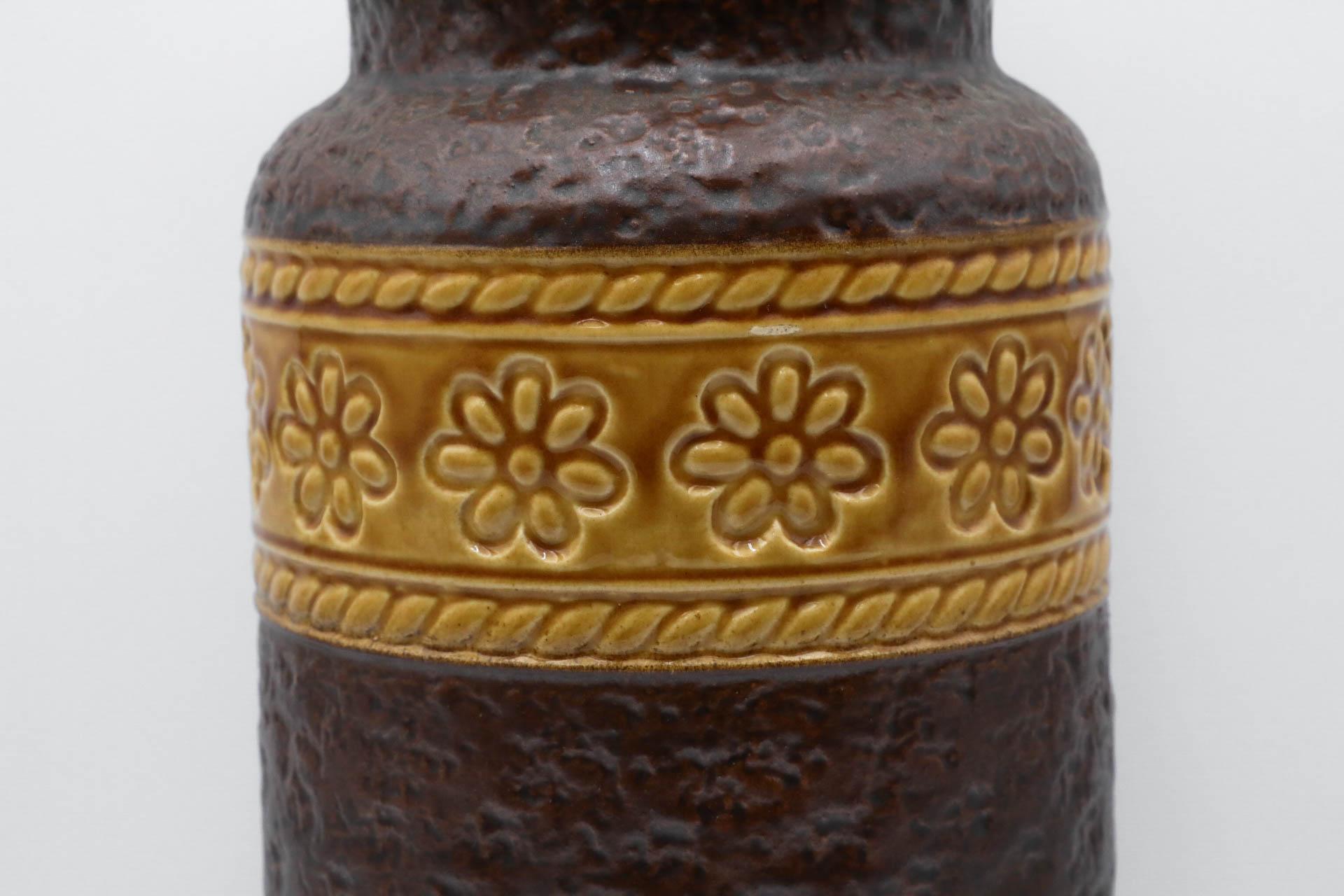 Extra Large West German Dark Brown and Gold Ceramic Floor Vase For Sale 4