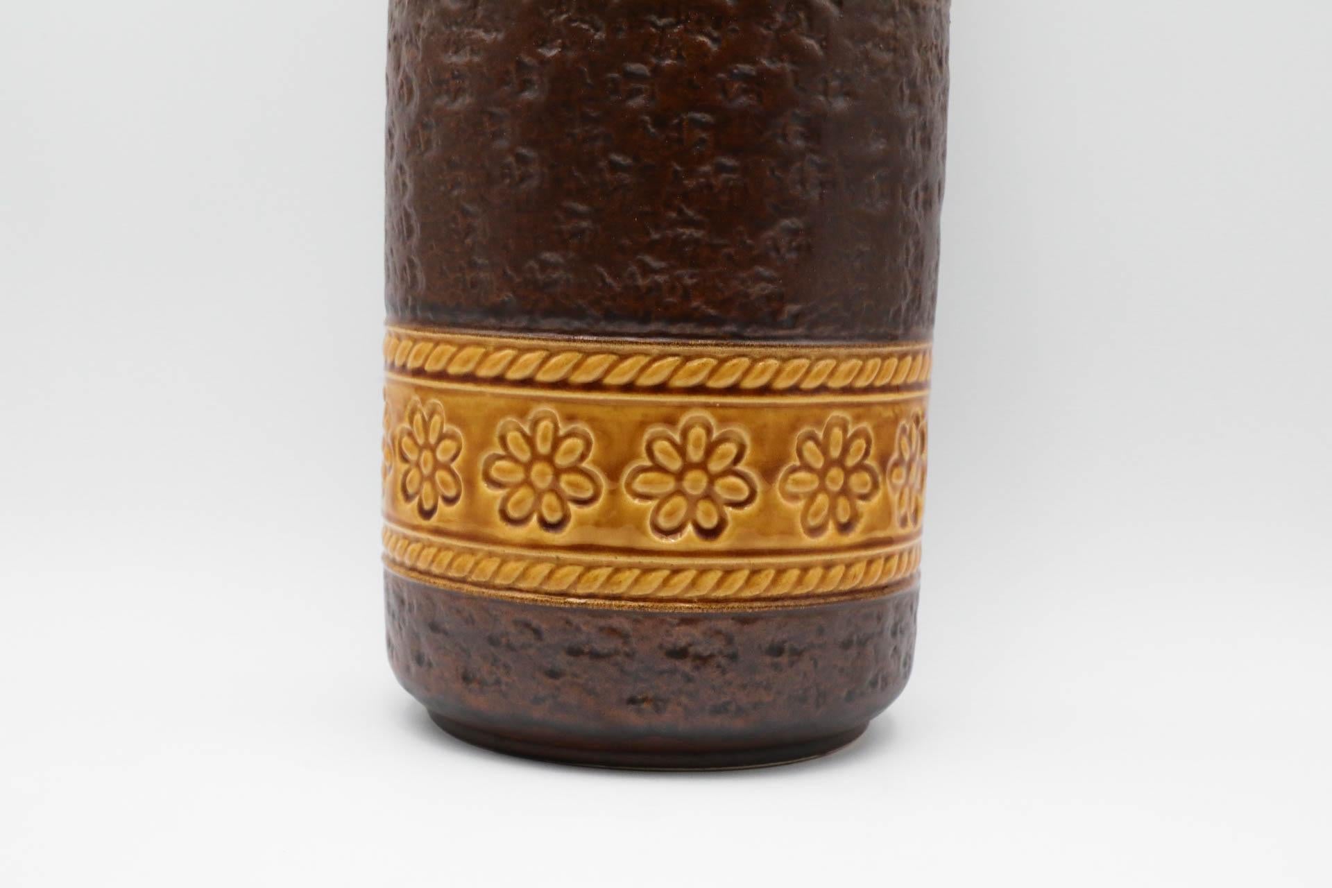 Extra Large West German Dark Brown and Gold Ceramic Floor Vase For Sale 5