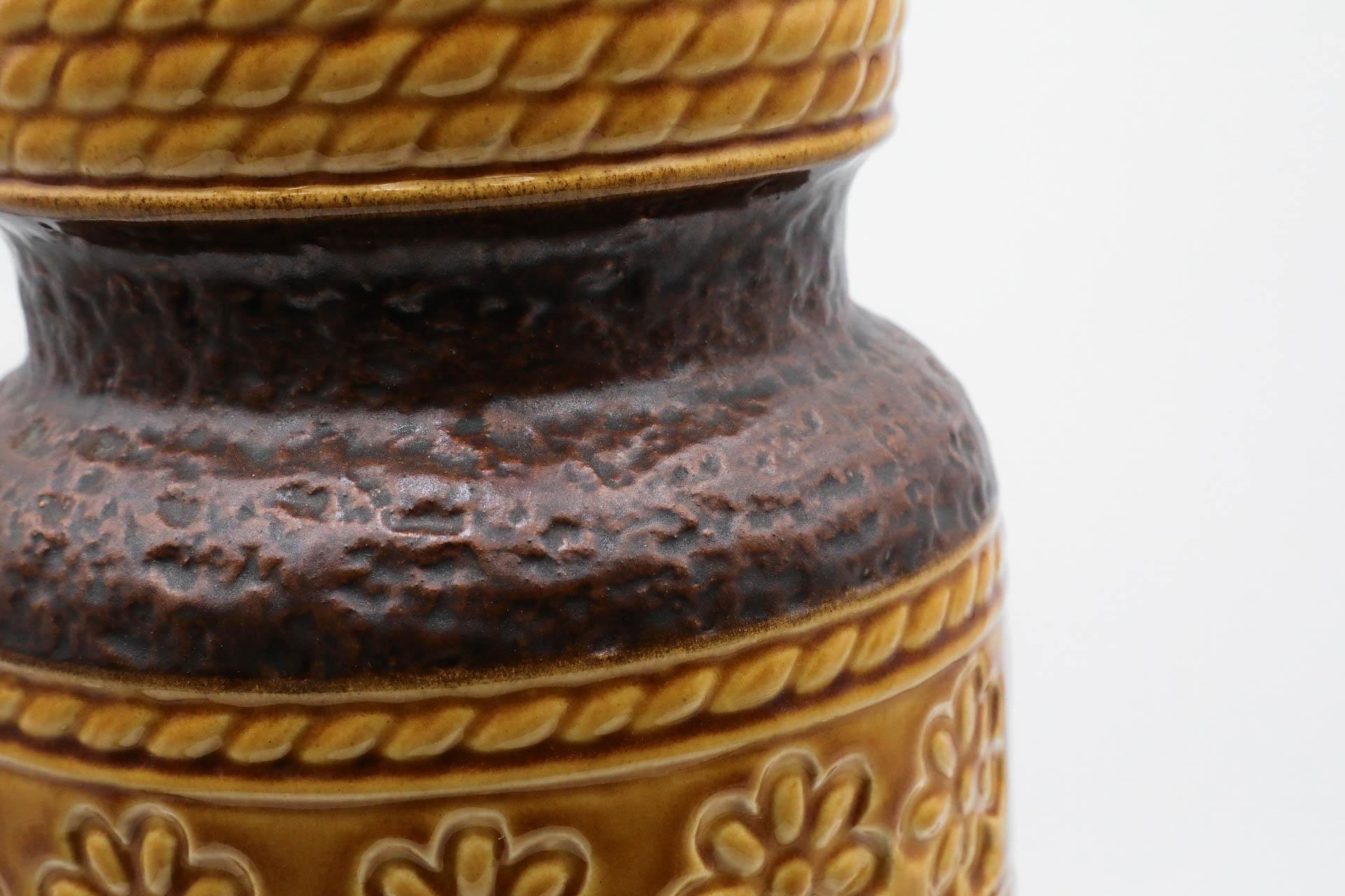 Extra Large West German Dark Brown and Gold Ceramic Floor Vase For Sale 6