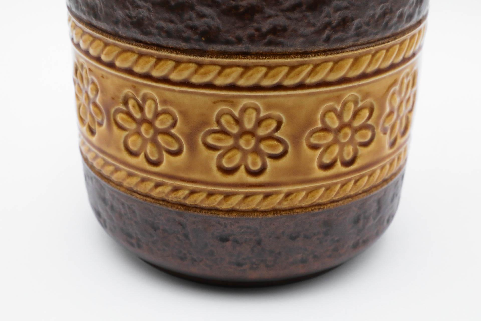 Extra Large West German Dark Brown and Gold Ceramic Floor Vase For Sale 7