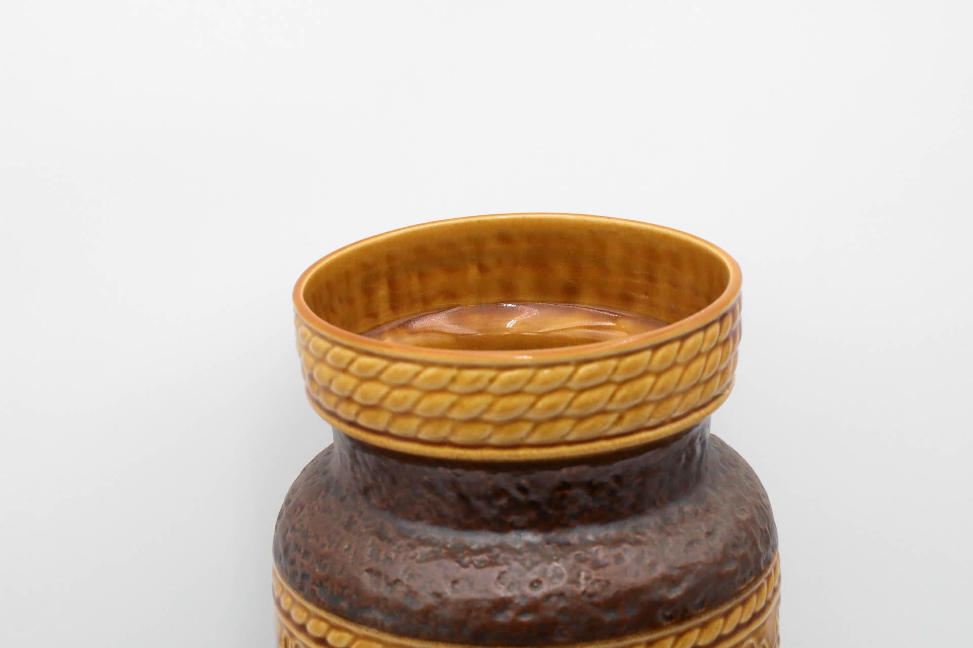 Extra Large West German Dark Brown and Gold Ceramic Floor Vase For Sale 2