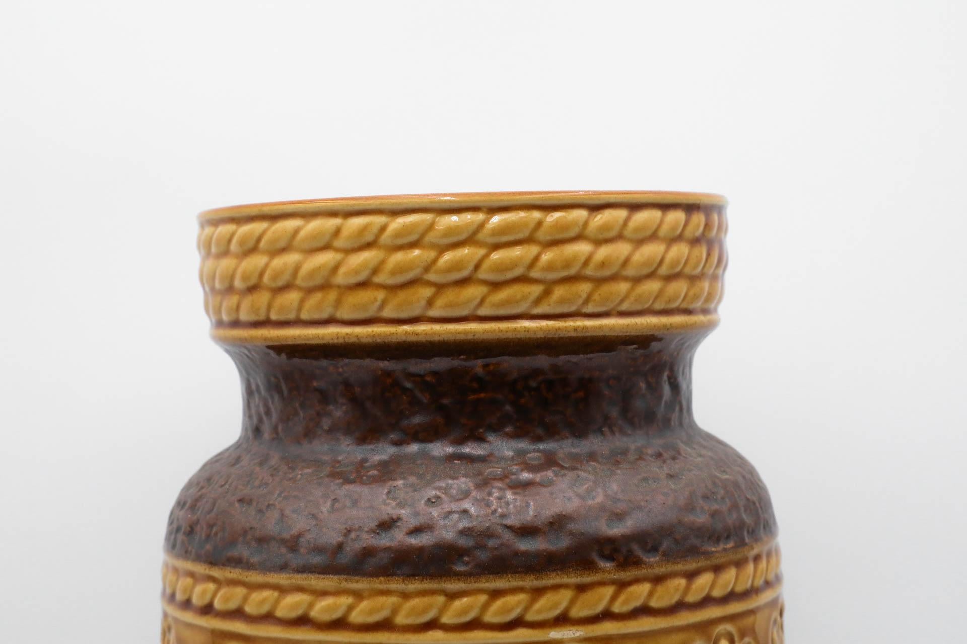 Extra Large West German Dark Brown and Gold Ceramic Floor Vase For Sale 3