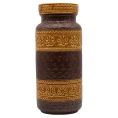 Extra Large West German Dark Brown and Gold Ceramic Floor Vase